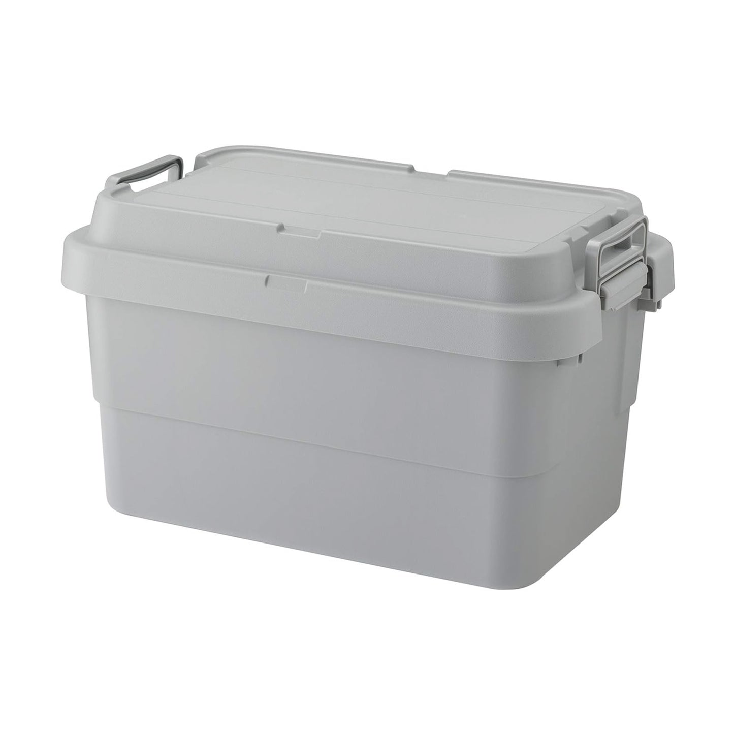 Durable and simple gray TRUNK CARGO 50L plastic storage box with clip lock handles and tie-down strap guides