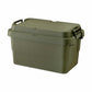 Durable and simple green TRUNK CARGO 50L plastic storage box with clip lock handles and tie-down strap guides